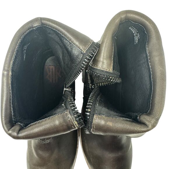 KLM Brown Leather Side Zip Women’s Motorcycle Boots – Size US 7 - Picture 7 of 8